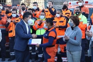 Eduardo Rivera  reconoce la importante labor de el equipo de Protecci&oacute;n Civil en Puebla