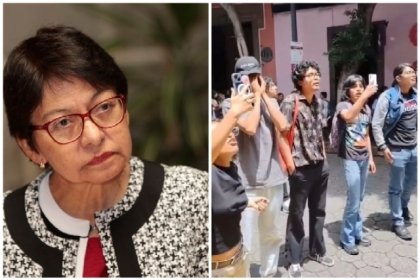 Hartazgo de estudiantes de la Buap se hace notar durante presentaci&oacute;n de Lilia Cedillo; piden no a la reelecci&oacute;n