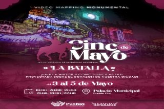 Conmemora Gobierno de la Ciudad la Batalla de Puebla con video mapping