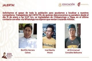 Desaparecen 3 profesores del CBTIs de Tlapa, Guerrero