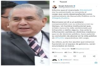 Tras cr&iacute;tica de Amlo, Ardelio Vargas presenta su renuncia a Sergio Salom&oacute;n
