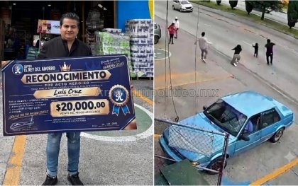 Premian a hombre que salv&oacute; a ni&ntilde;a de ser atropellada sobre la 11 Sur en Puebla