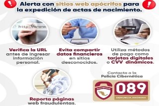 Alerta SSP sobre p&aacute;ginas ap&oacute;crifas para la expedici&oacute;n de actas de nacimiento