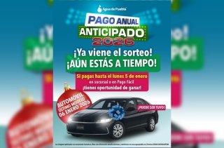Agua de Puebla realizar&aacute; el 6 de enero su 1er Sorteo de un auto