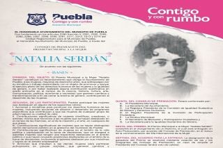 Ayuntamiento de Puebla convoca al premio &ldquo;Natalia Serd&aacute;n&rdquo;