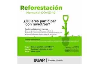 Con jornada de reforestaci&oacute;n, la BUAP rinde homenaje a universitarios y ciudadanos que perdieron la vida por COVID-19