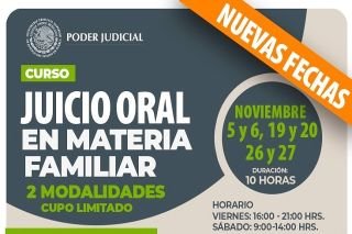Invita Poder Judicial al curso en juicios orales en materia familiar