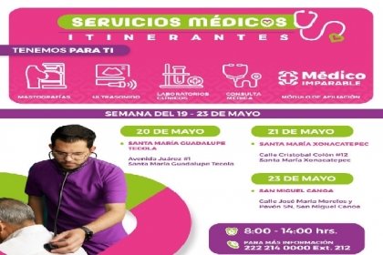 Servicios M&eacute;dicos Itinerantes del SMDIF visitar&aacute;n Tecola, Canoa y Xonacatepec