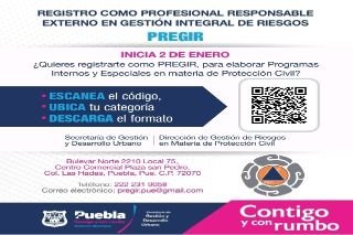 Ayuntamiento de Puebla inicia apertura de registro como profesional externo en gesti&oacute;n integral de riesgos (PREGIR)
