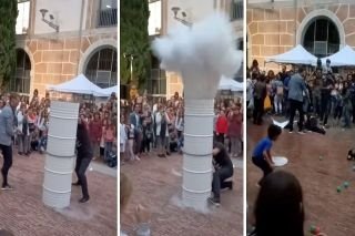 Explotan tambos frente a decenas de ni&ntilde;os, tras experimento fallido