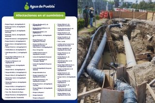 Agua de Puebla dejar&aacute; sin servicio a 53 colonias a partir de este lunes